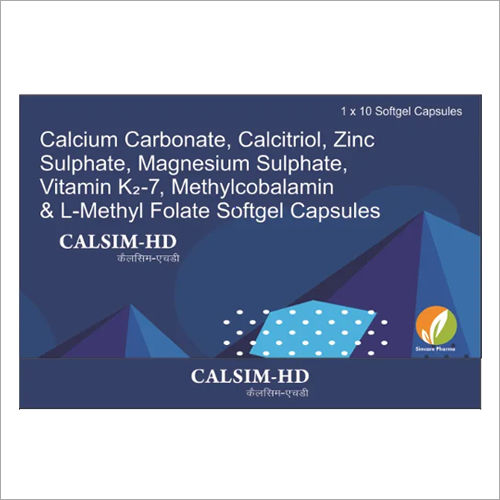 Calcium Carbonate Calcitriol Zinc Sulphate Magnesium Sulphate Vitamin K2-7 Methylcobalamin And L-Methyl Folate Softgel Capsules - Drug Type: Health Supplements