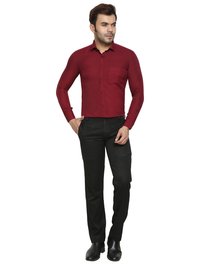 Mens Formal Shirts - Polyester, Sizes L/ M/ Xl/ Xxl, Color Mehroon | Anti-wrinkle, Breathable, Cool Dry, Matching Mask Included