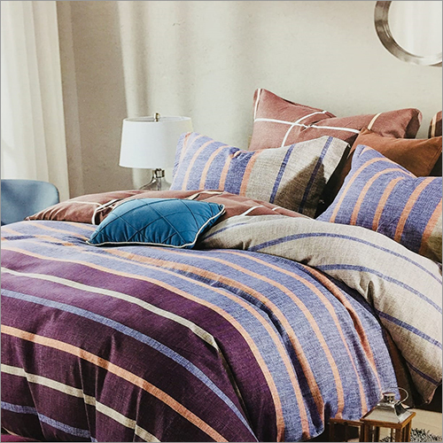 Cotton Comforter Bed Sheet Set - 100% Polyester, King Size Plaid Design | Quick Dry, Washable, Knitted Texture