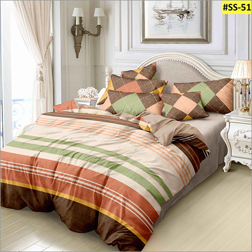 Bedroom Comforter Bed Sheet Set - 100% Polyester King Size Plaid Pattern | Quick Dry Washable Knitted Design