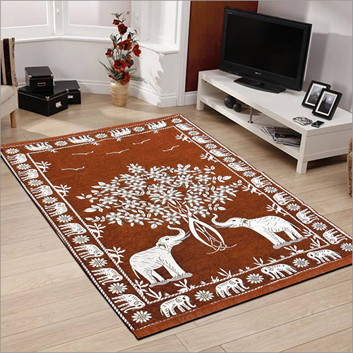 Floor Fancy Carpet - Cotton Jacquard Rectangle, Modern Printed Design | Washable, Easy to Clean, Non-Slip, Quick Drying for Bedroom & Home Decor