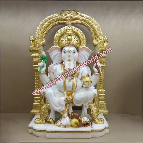 White Marble Ganesh Statue By MARBLE MOORTI WORLD