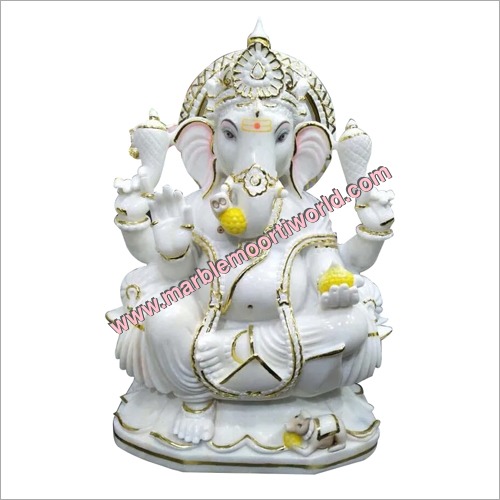 White Makrana Ganesh Statue