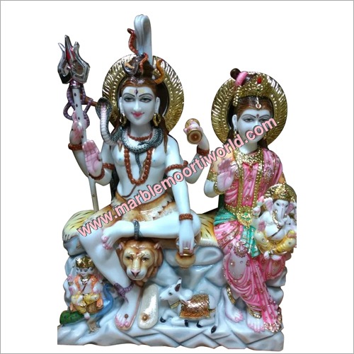 Marble Colored Shiv Parivar Statue By MARBLE MOORTI WORLD