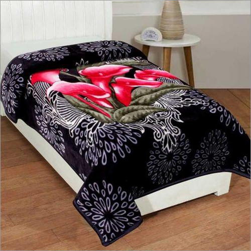 Shilay Black Tulip Floral Soft Mink Blanket