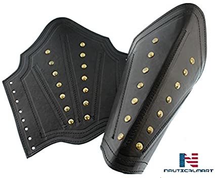 Brass Black Leather Arm And Leg Guard Medieval Armor Costume By Nauticalmart