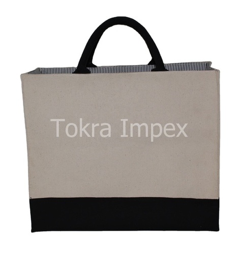 Eva Inside Striped Print PP Laminated Canvas Tote Bag