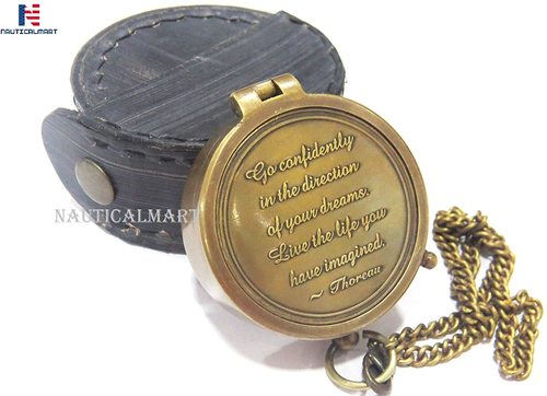 Metal Nauticalmart Brass Compass With Quote From Thoreau'S Go Confidently In The Direction Of Your Dreams! Live The Life You Has Imagined Gift