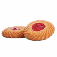 Jam Biscuits - Fine Flour & Sweetener, Round Shape, Red Jam Topping | Low-Fat, Semi-Hard Texture, Widely Loved by Kids