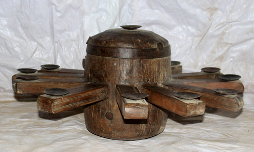 Wood Wooden Wheel Candle Stand