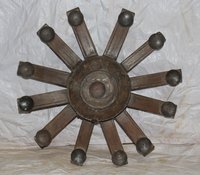 Wooden wheel candle stand
