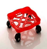 Square Plastic Gas Cylinder Trolley - Heavy Duty Abs, 7x25 Cm, Red | Easy Movement With 4 Anti-skid Wheels, Durable & Rust Proof Design
