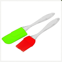 Silicone Spatula And Pastry Brush Set - Large 26 Cm & Small 21 Cm, Heat Resistant Up To 446°f, Easy Clean Non-shedding Bristles, Vibrant Color Options