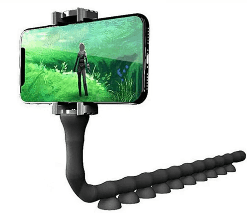 Mobile Phone Holder Multi-Functional - High Density Rubber, Small Size, Black Color | Twistable, Bendable, 360 Degree Rotation, Powerful Suction Cup