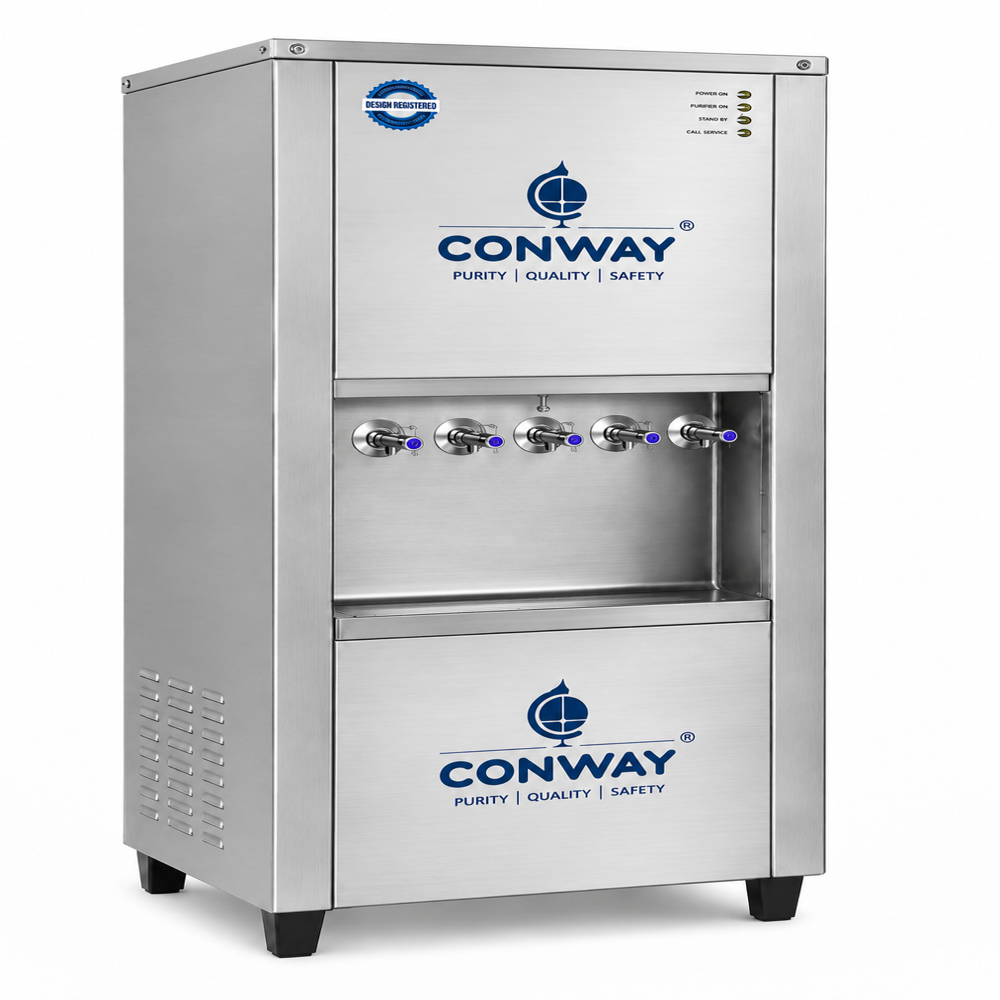 Premium Quality Stainless Steel Water Purifier - 455x450x1370 mm | 100L Capacity, UV & Ozone Purification, Hot & Cold Dispensing, 1-Year Warranty
