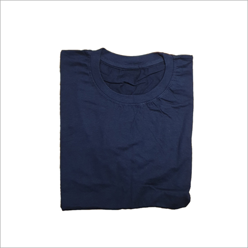 Mens Dark Blue Cotton Plain T Shirt - Cotton Material, O-Neck Collar, Short Sleeves | Perfect for Casual Wear, Plain Design for Versatile Styling