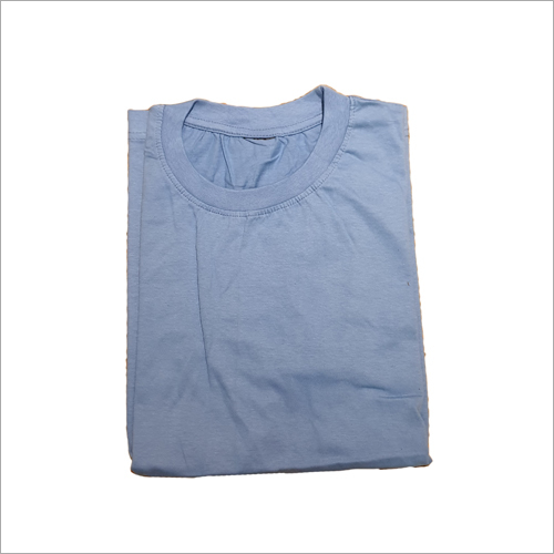 Mens Light Blue Cotton Plain T Shirt - Cotton Fabric, Short Sleeves | Casual Style for Everyday Comfort and Versatility
