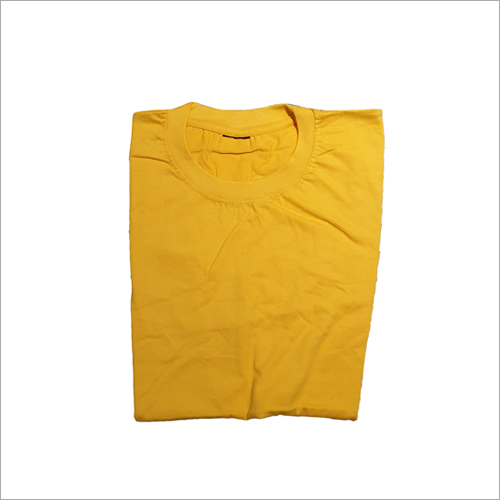 Mens Yellow Cotton Plain T Shirt - Cotton Material, Short Sleeves, O-Neck Collar | Plain Pattern, Suitable for Male Wearers