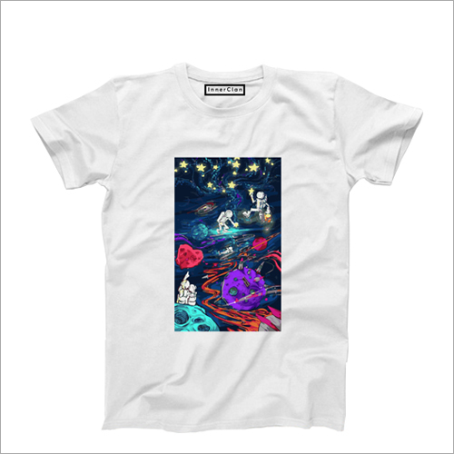 Men Universe Design T Shirt - Cotton Material, O-Neck Collar, Printed Pattern | Short Sleeves Style, Ideal for Casual Wear
