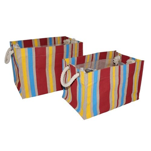 Pp Laminated Juco Fabric Box Type Bag With Allover Striped Print Capacity: 15 Kgs Kg/Day