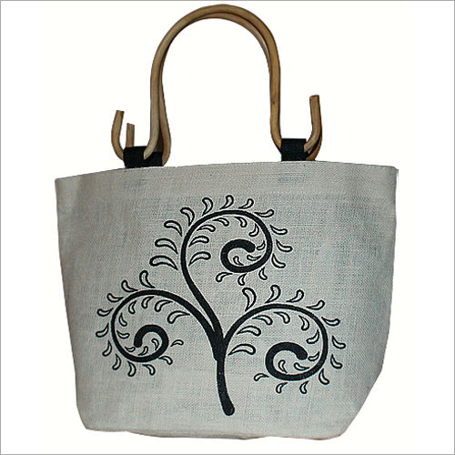 Gray Jute Designer Hand Bag