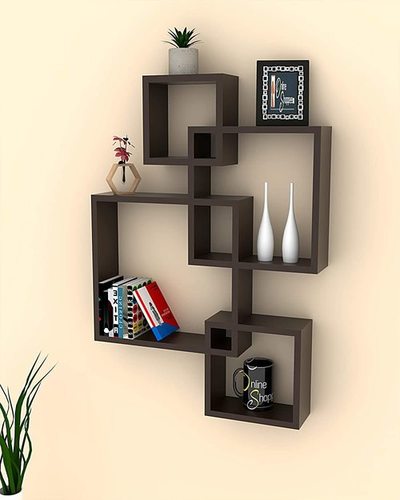 Wall Mount Wall Shelf Four Wall Shelves For Living Room (Standard, Elegant Black)