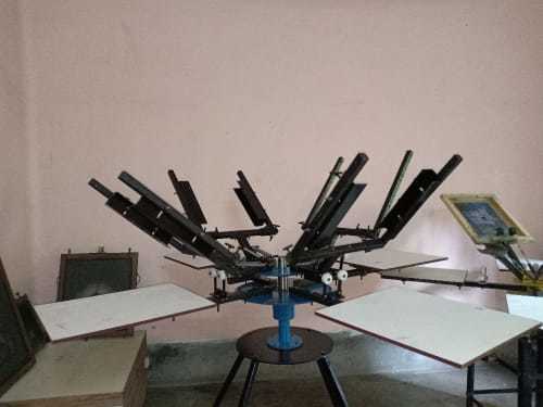4 Colour 4 Station Screen Printing Machine frame addjustable