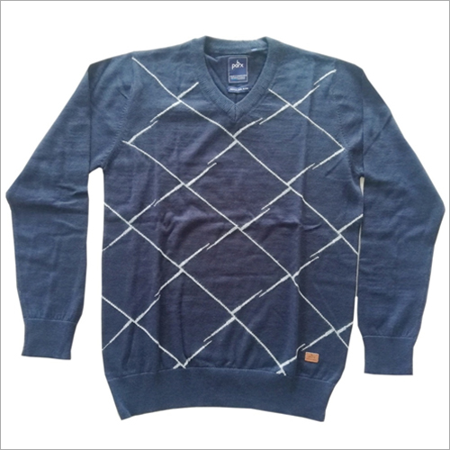 Mens V Neck Full Sleeve Sweatshirt - Wool Fabric, All Sizes Available, Long Sleeve Design