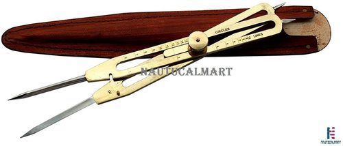 Metal Nauticalmart Solid Brass Proportional Divider 9 Inch With Leather Case