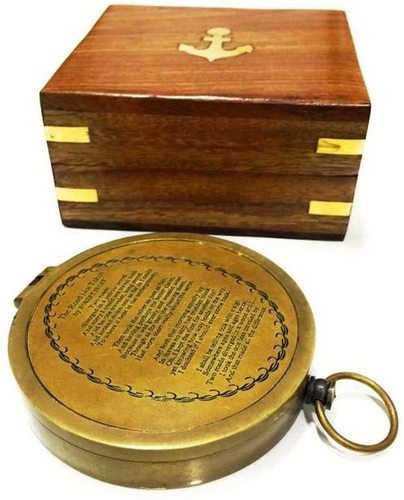 Metal Nauticalmart Brass Compass With Rosewood Case Engraved Poem Compass Handmade Baptism Gifts, Best Easter, Birthday, Mothers Day, Fathers Day, Graduation Gift, Wedding Gifts