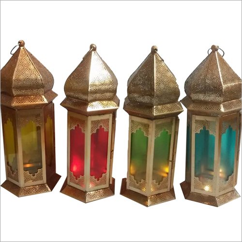 Golden Metal Candle Lantern