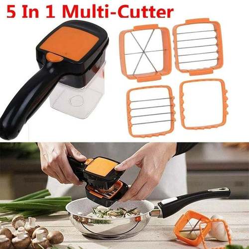 5 in 1 Multi-Function Slicer Vegetable & Fruits Cutter, Dicer Grater & Chopper, Peeler with Container Onion Cutter Kitchen Accessories By J L TRADING COMOPANY