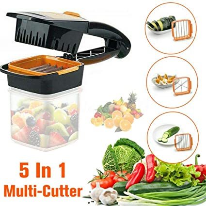 5 in 1 Multi-Function Slicer Vegetable & Fruits Cutter, Dicer Grater & Chopper, Peeler with Container Onion Cutter Kitchen Accessories