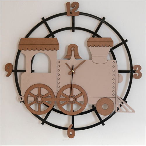 Train Wall Clock - Crafted Material Various Sizes Available Multicolor Design | Fashionable Timepiece for Guest Rooms Living Rooms and Special Occasions