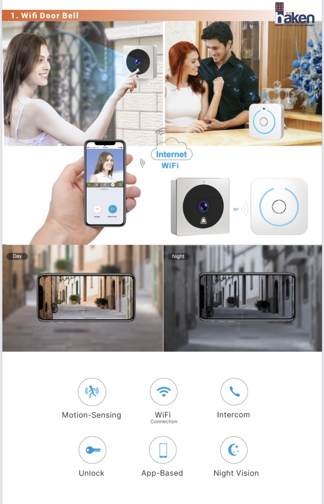 Video Door Phones- HVDP-WFBL20 Wireless Video Door Bell