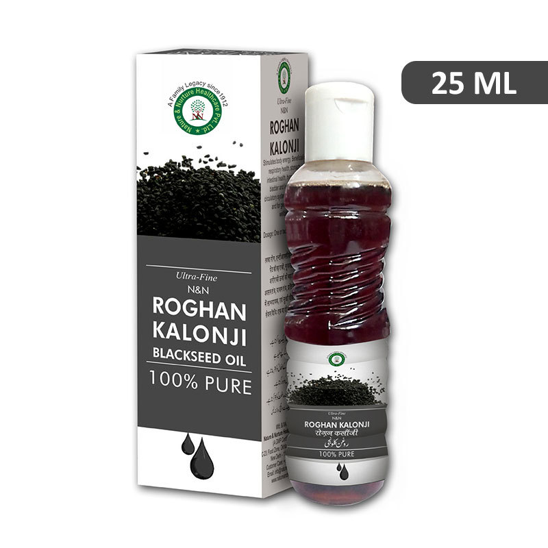 Ultra Fine Roghan Kalonji 25 ML Glass Bottle, Dark Brown | Skin Repair, Hair Growth, Joint Relief, Heart Health