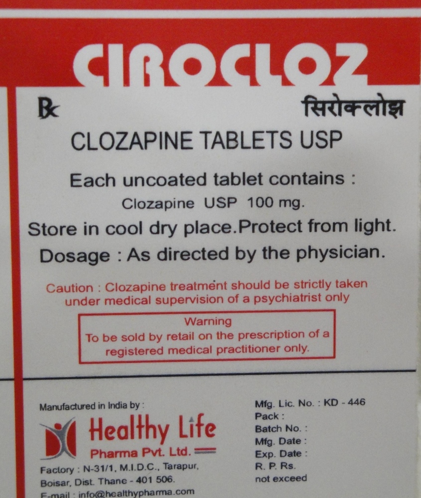 Clozapine Tablets Usp 100 Mg