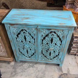 wood carving rustic finish 2door cabinet