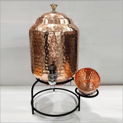 Copper Pot 5 Litre with Stand and 1 Glass