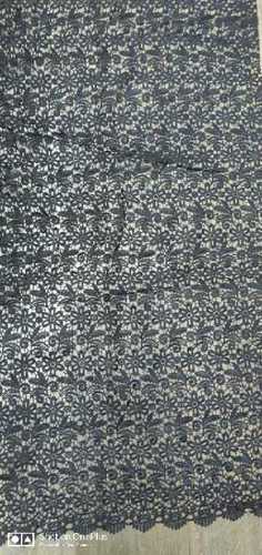 Chemical Lace - Polyester Floral Fabric, 1.5 m Width, 150 gsm Weight, Black Color | Durable, Elegant Dress Fabric, Soft Texture, OEKO-TEX Compliance