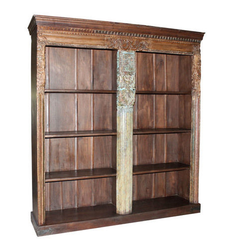 Rustic Carved Pillar Bookshelf