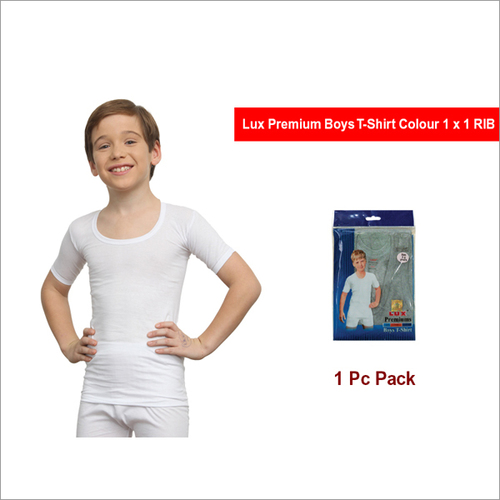 Lux Premium Boys White Colour 1x1 RIB T-Shirt