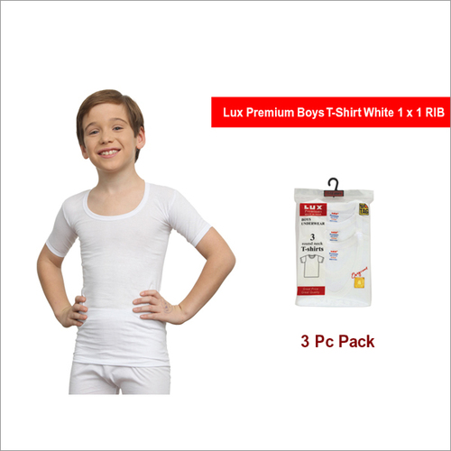 Lux Premium Boys 3pc Pack 1x1 RIB White T-Shirt