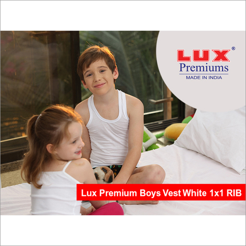 Lux Premium Boys  White Colour 1x1-RIB Vest