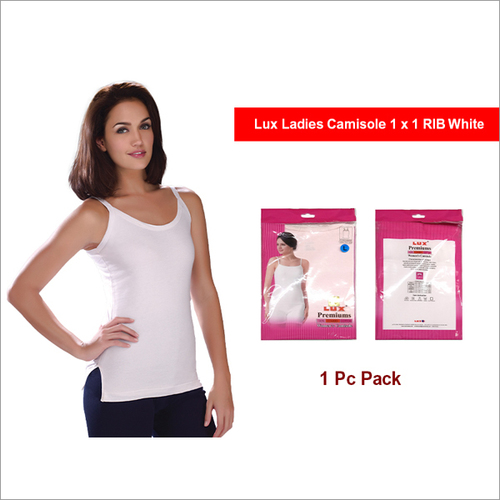 Lux Premiums 1 Pc Pack Ladies 1x1 RIB White Camisole