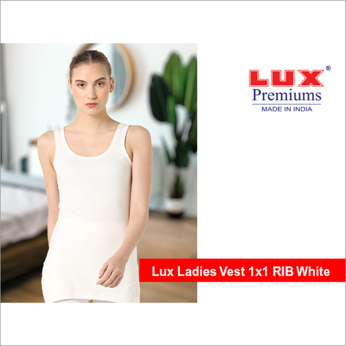 Lux Premiums Ladies White 1x1-RIB Vest