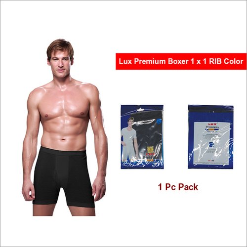 Lux Premium 1 PC Pack 1x1 RIB Black Color Mens Boxer