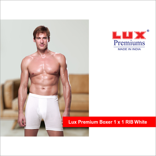 Lux Premium 1 x 1 RIB Mens Premium White Boxer