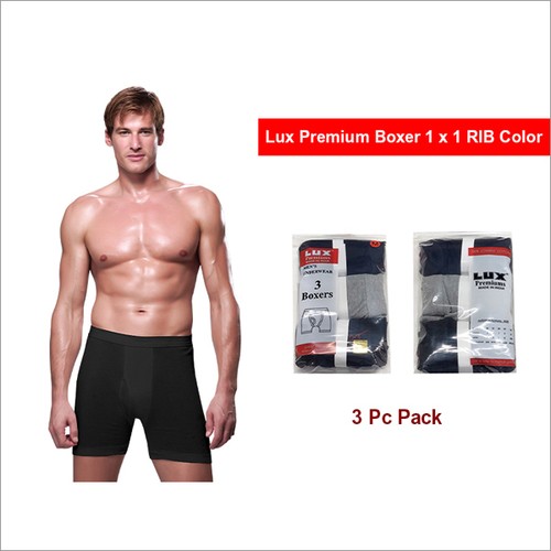 Lux Premium 1x1 RIB Black Color Mens Boxer