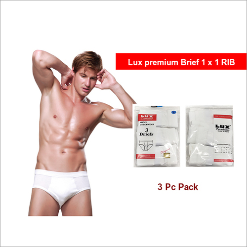 Lux Premium 3 Pc Pack 1 x 1 RIB Mens Premium Brief